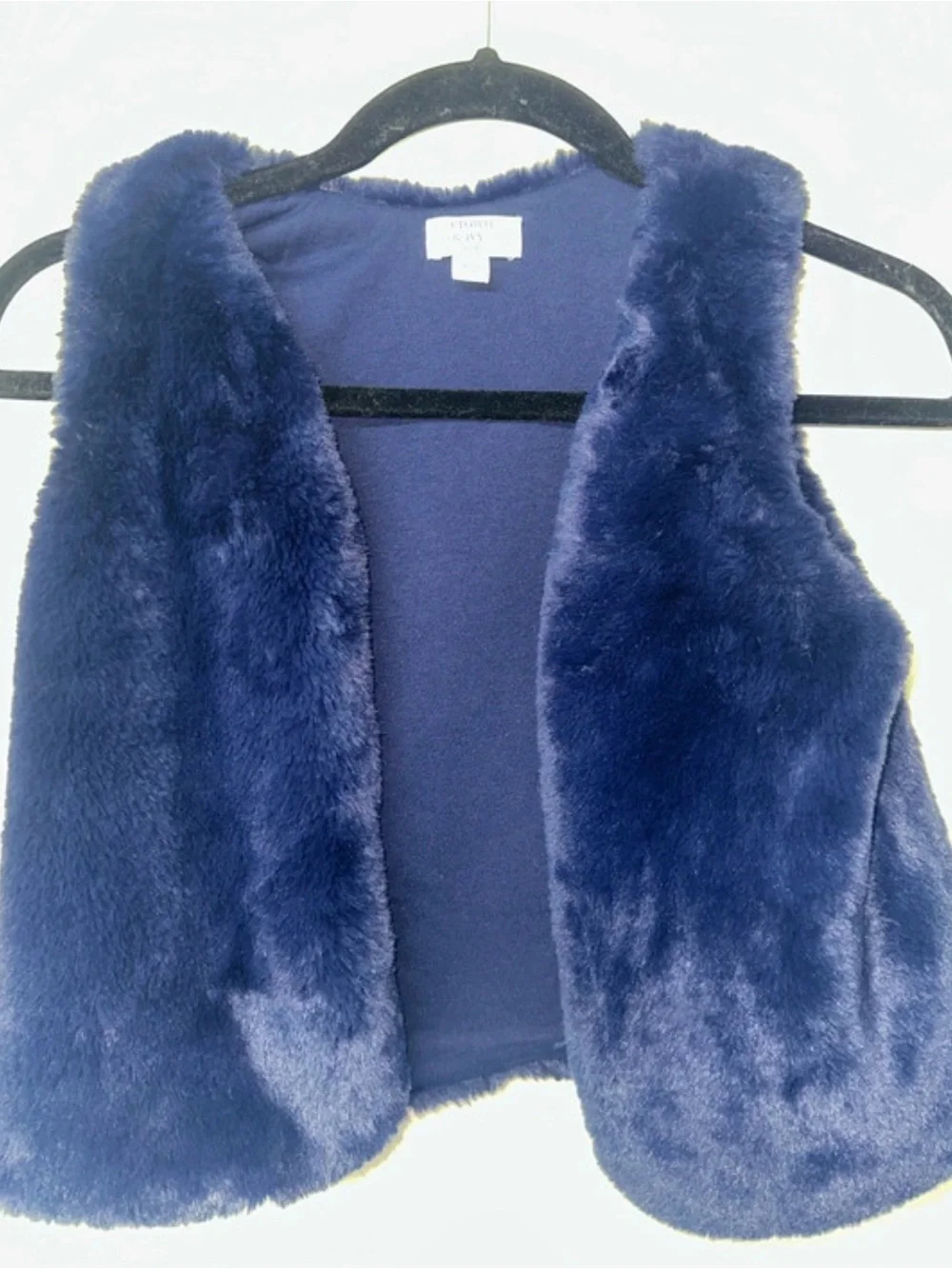 crown & ivy Plush Navy Faux Fur Vest for Kids